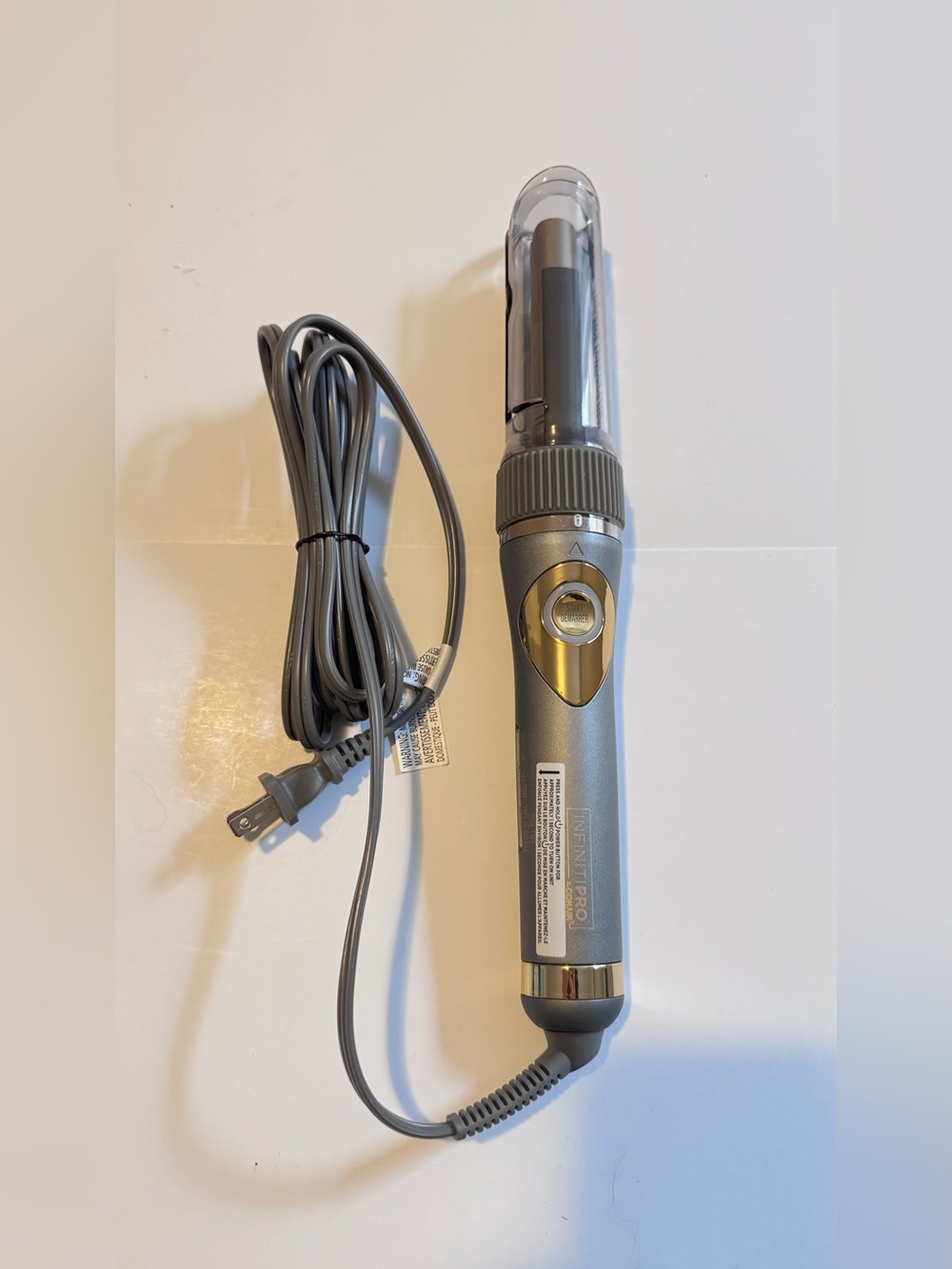 New - Infinity Pro by Conair-Gray Electric Curling Wand with Protective
